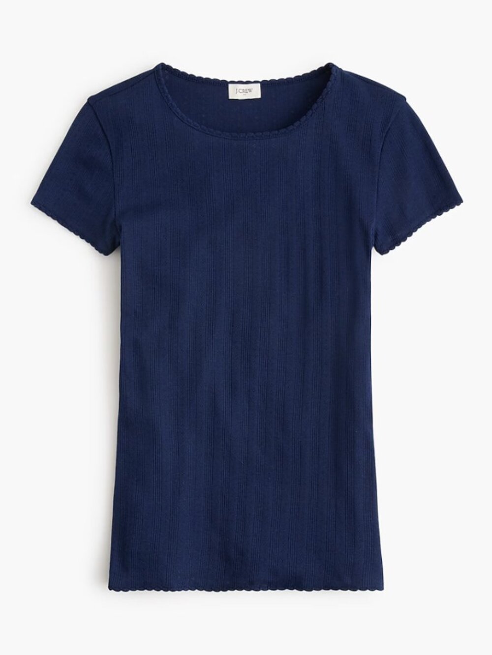 NEW J CREW factory Pointelle Tee S Navy Blue Cotton T-shirt Small A art-school